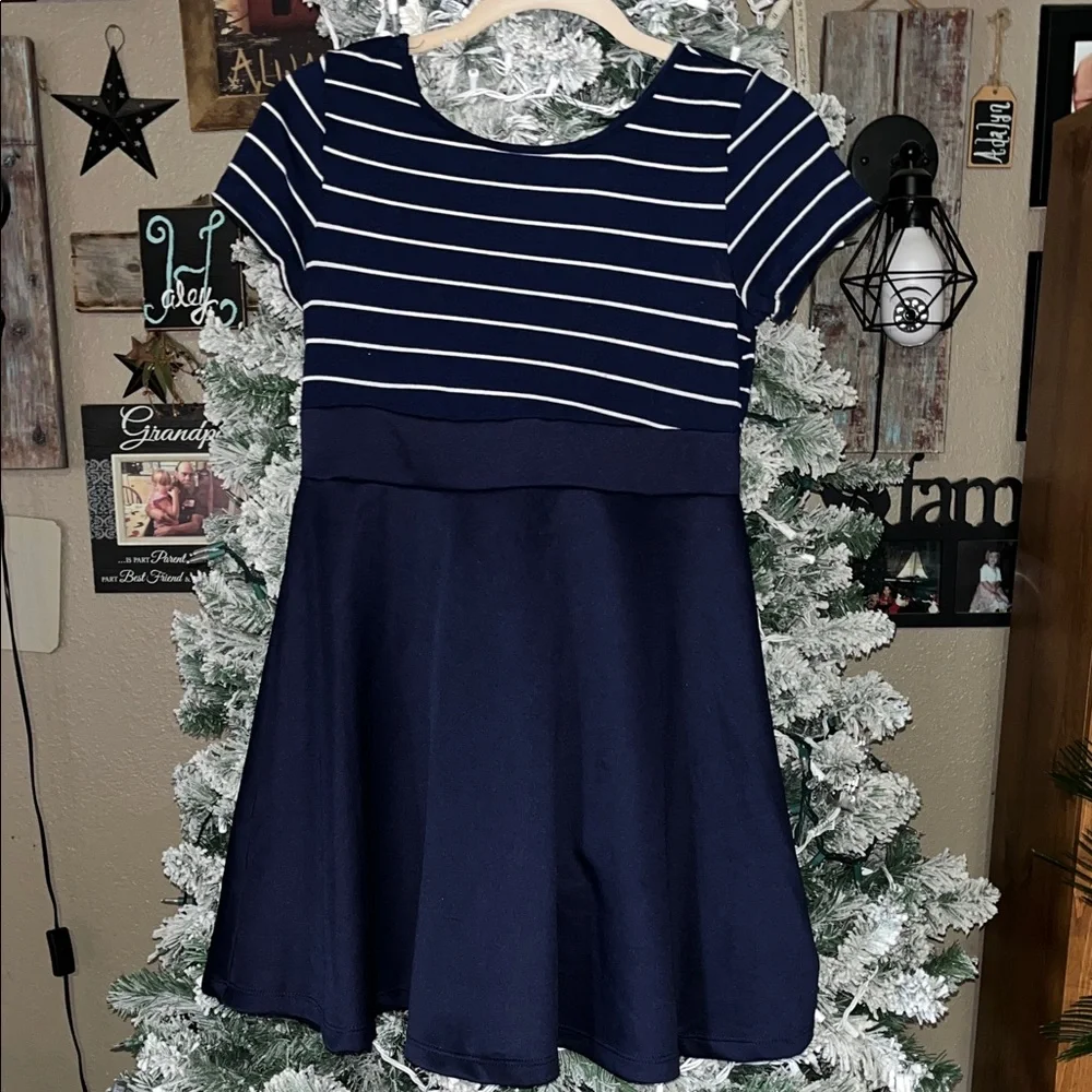 Navy Striped juniors Dress - Picture 1 of 8